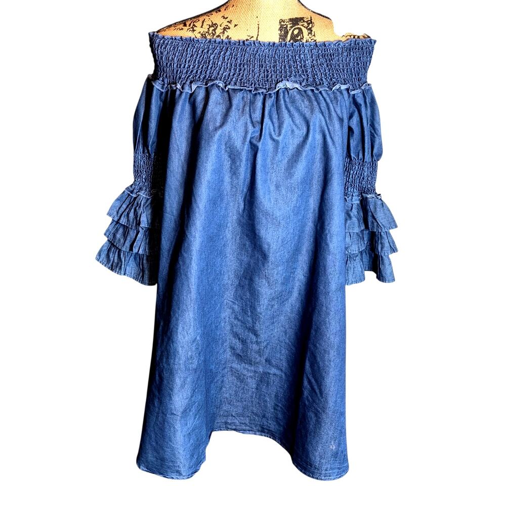NEW Eighty-Eight Boutique Light Weight Off the Shoulder Mini Dress Ruffle Sleeve